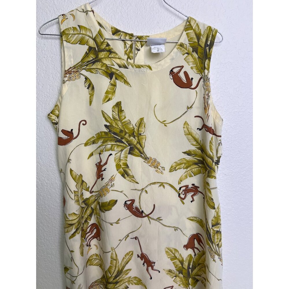 Peppermint Bay Monkey Shift Dress Bananas Palm Trees Hawaiian Tropical Cruise - Picture 3 of 8